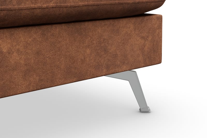 Ocean Lyx 6-personers Højrevendt U-formet Sofa med Divan og Chaiselong + Fodskammel i Kunstlæder - Brun - Møbler - Sofaer - Sofa med chaiselong