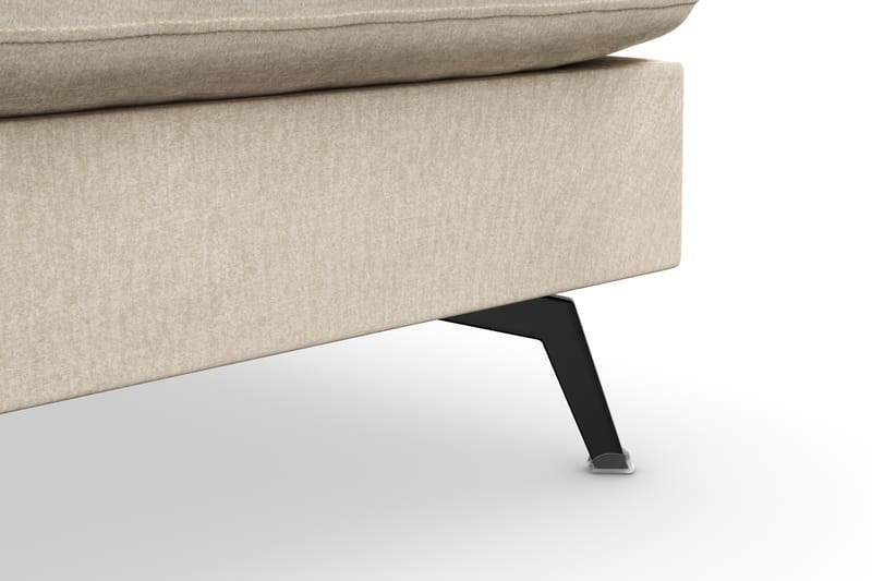 Ocean Lyx 6-personers Højrevendt U-formet Sofa med Divan og Chaiselong + Fodskammel i Fløjl - Beige - Møbler - Sofaer - Sofa med chaiselong
