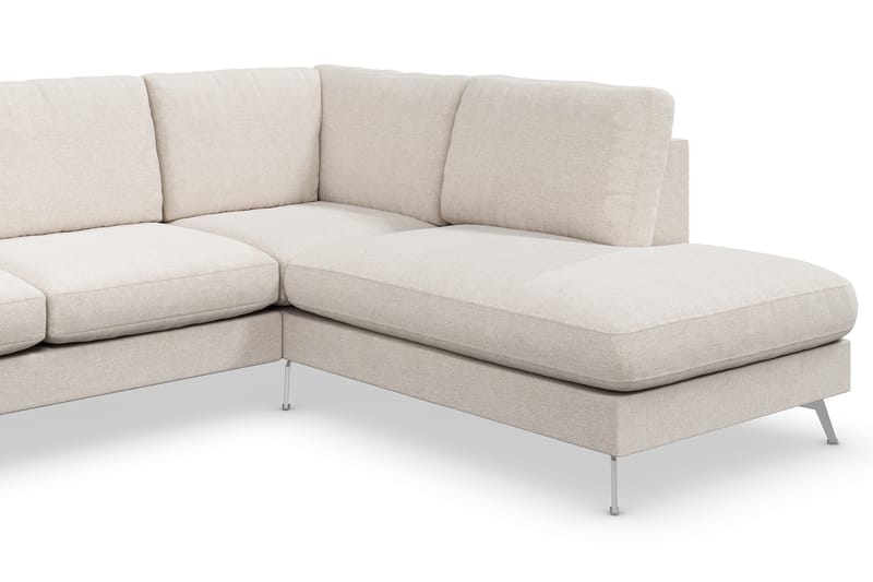 Ocean Lyx 6-personers Højrevendt U-formet Sofa med Divan og Chaiselong + Fodskammel i Stof - Beige - Møbler - Sofaer - Sofa med chaiselong