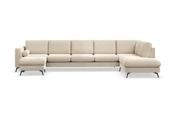 Ocean Lyx 6-personers Højrevendt U-formet Sofa med Divan og Chaiselong + Fodskammel i Fløjl