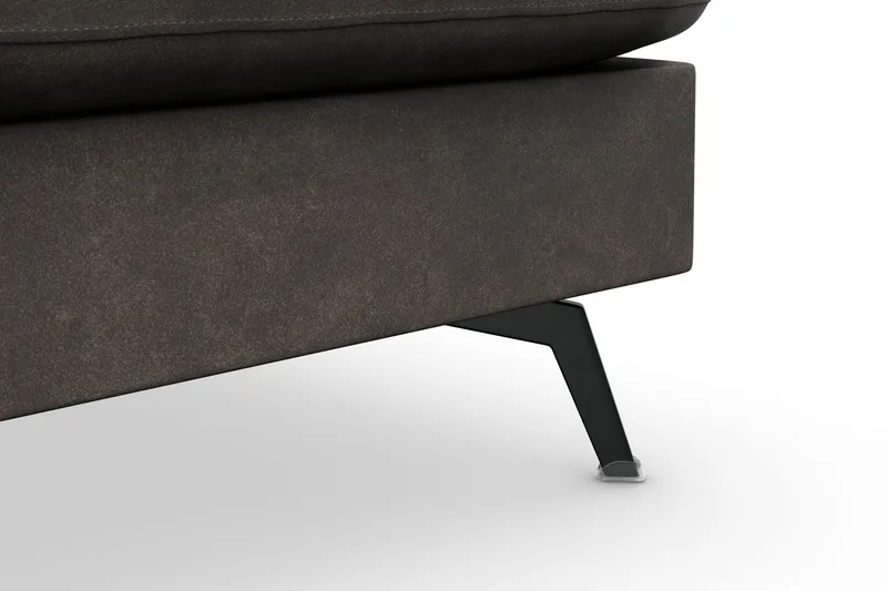 Ocean Lyx 6-personers Højrevendt U-formet Sofa med Divan og Chaiselong + Fodskammel i Kunstlæder - Mørkegrå - Møbler - Sofaer - U Sofa