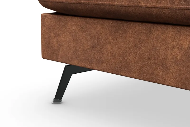 Ocean Lyx 6-personers Venstrevendt U-formet Sofa med Divan og Chaiselong + Fodskammel i Kunstlæder - Brun - Møbler - Sofaer - Sofa med chaiselong