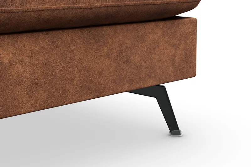 Ocean Lyx 6-personers Højrevendt U-formet Sofa med Divan og Chaiselong + Fodskammel i Kunstlæder - Brun - Møbler - Sofaer - U Sofa