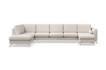 Ocean Lyx 6-personers Venstrevendt U-formet Sofa med Divan og Chaiselong + Fodskammel i Stof