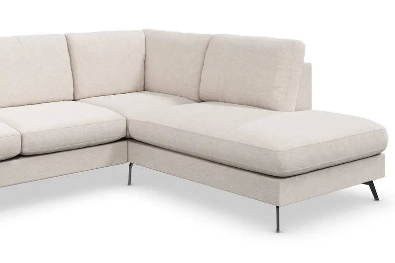 Ocean Lyx 6-personers Højrevendt U-formet Sofa med Divan og Chaiselong + Fodskammel i Stof - Beige - Møbler - Sofaer - U Sofa