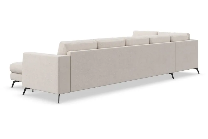 Ocean Lyx 6-personers Venstrevendt U-formet Sofa med Divan og Chaiselong + Fodskammel i Stof - Beige - Møbler - Sofaer - Sofa med chaiselong