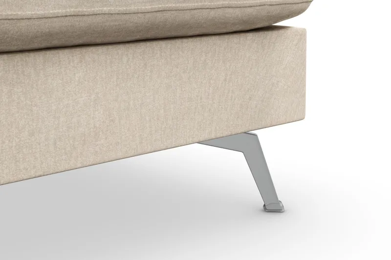 Ocean Lyx 6-personers Højrevendt U-formet Sofa med Divan og Chaiselong + Fodskammel i Fløjl - Beige - Møbler - Sofaer - U Sofa