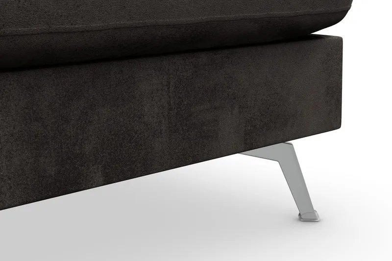 Ocean Lyx 6-personers Højrevendt U-formet Sofa med Divan og Chaiselong + Fodskammel i Fløjl - Mørkegrå - Møbler - Sofaer - U Sofa