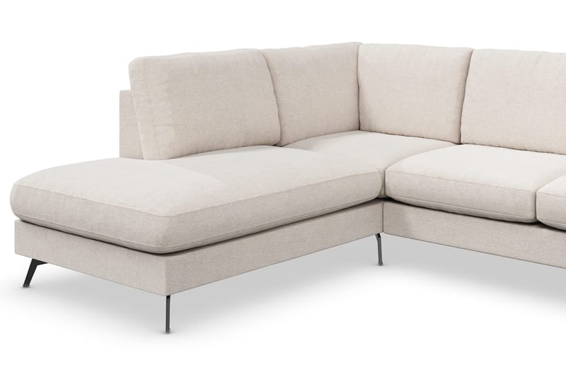 Ocean Lyx 6-personers Venstrevendt U-formet Sofa med Divan og Chaiselong + Fodskammel i Stof - Beige - Møbler - Sofaer - Sofa med chaiselong