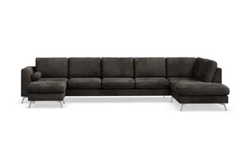 Ocean Lyx 6-personers Højrevendt U-formet Sofa med Divan og Chaiselong + Fodskammel i Fløjl