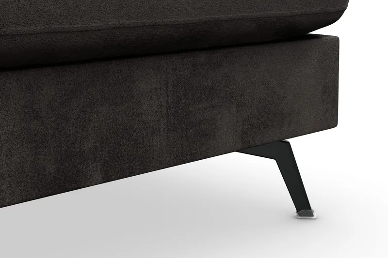 Ocean Lyx 6-personers Højrevendt U-formet Sofa med Divan og Chaiselong + Fodskammel i Fløjl - Mørkegrå - Møbler - Sofaer - U Sofa