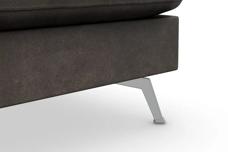 Ocean Lyx 6-personers Højrevendt U-formet Sofa med Divan og Chaiselong + Fodskammel i Kunstlæder - Mørkegrå - Møbler - Sofaer - U Sofa