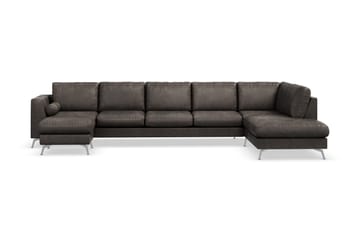 Ocean Lyx 6-personers Højrevendt U-formet Sofa med Divan og Chaiselong + Fodskammel i Kunstlæder