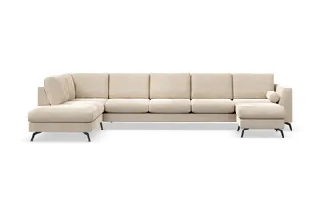 Ocean Lyx 6-personers Venstrevendt U-formet Sofa med Divan og Chaiselong + Fodskammel i Fløjl