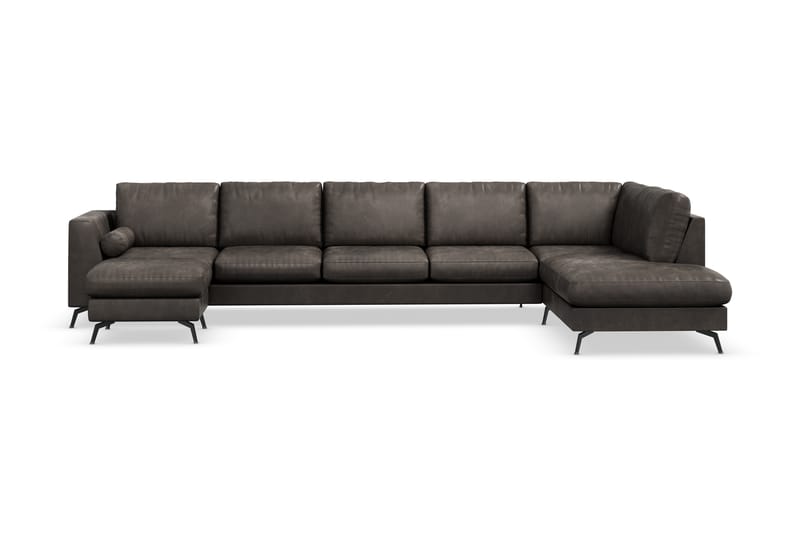 Ocean Lyx U-sofa med Chaiselong Højre - Sort/Læder - Sofa med chaiselong