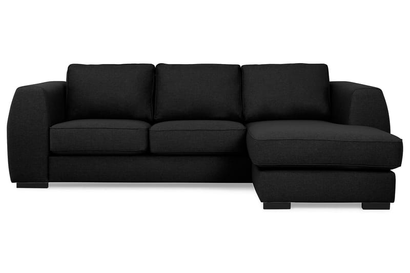 Optus 3-personers Vendbar L-formet Chaiselongsofa i Stof - Sort - Møbler - Sofaer - Sofa med chaiselong - 3 personers sofa med chaiselong