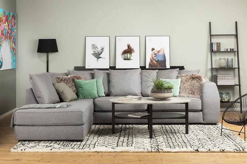 Optus 3-pers Sofa med Chaiselong Venstre inkl Løse Puder - Lysegrå - Møbler - Sofaer - Sofa med chaiselong