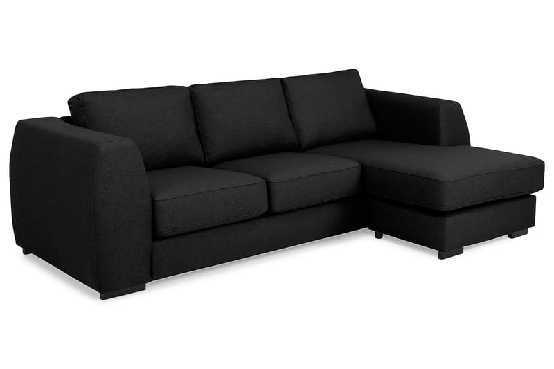 Optus 3-personers Vendbar L-formet Chaiselongsofa i Stof - Sort - Møbler - Sofaer - Sofa med chaiselong - 3 personers sofa med chaiselong