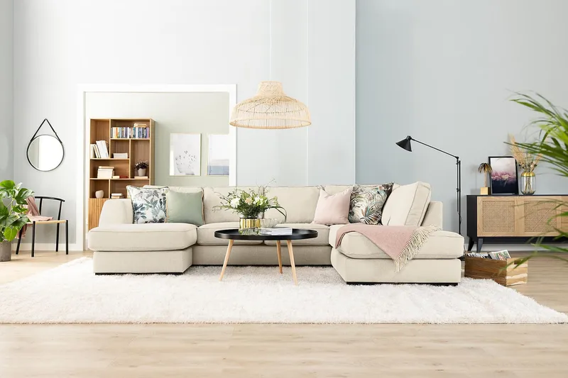 Optus 3-pers Sofa med Chaiselong Venstre - Beige - Møbler - Sofaer - Sofa med chaiselong - 3 personers sofa med chaiselong