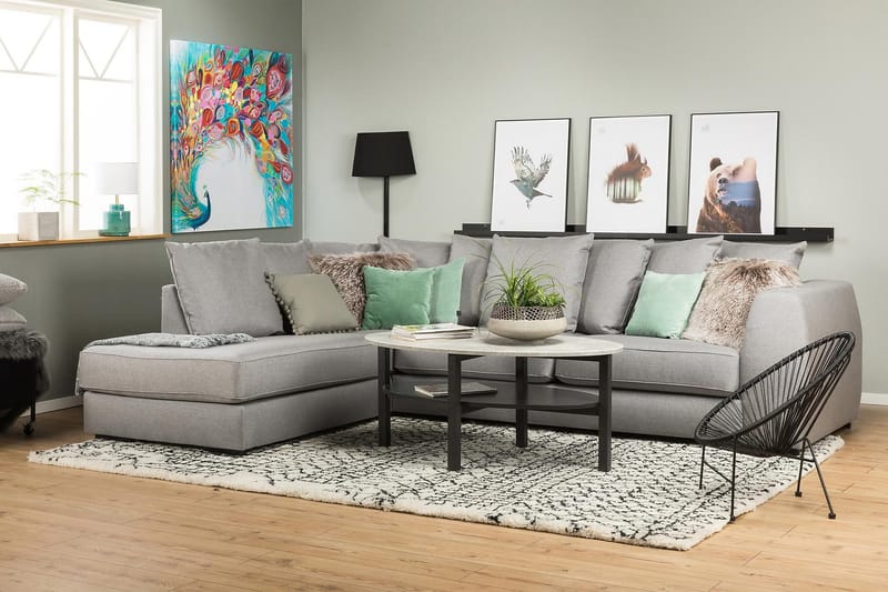 Optus 4-personers Venstrevendt L-formet Chaiselongsofa i Stof inkl. Kuvertpuder - Lysegrå - Møbler - Sofaer - Sofa med chaiselong - 3 personers sofa med chaiselong