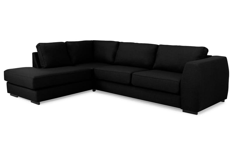 Optus 4-personers Venstrevendt L-formet Chaiselongsofa i Stof - Sort - Møbler - Sofaer - Sofa med chaiselong - 4 personers sofa med chaiselong