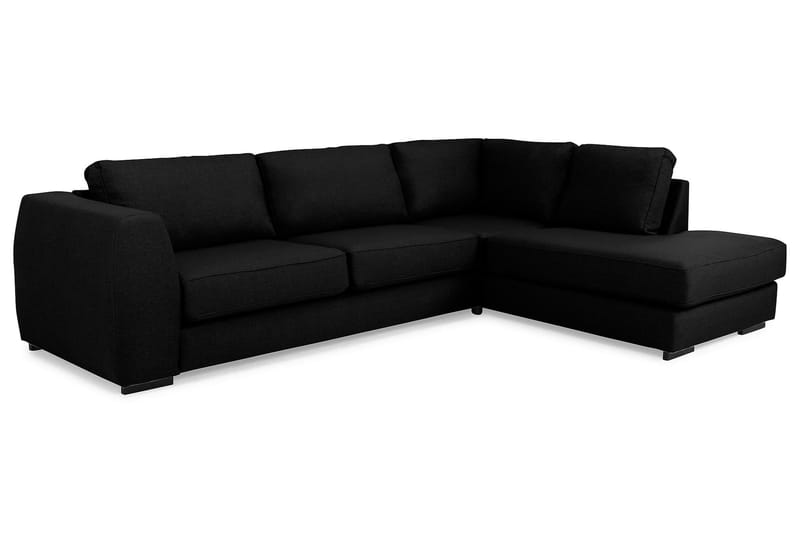 Optus 4-personers Højrevendt L-formet Chaiselongsofa i Stof - Sort - Møbler - Sofaer - Sofa med chaiselong