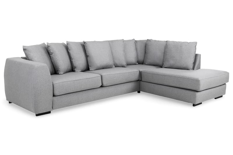 Optus 4-personers Højrevendt L-formet Chaiselongsofa i Stof inkl. Kuvertpuder - Lysegrå - Møbler - Sofaer - Sofa med chaiselong
