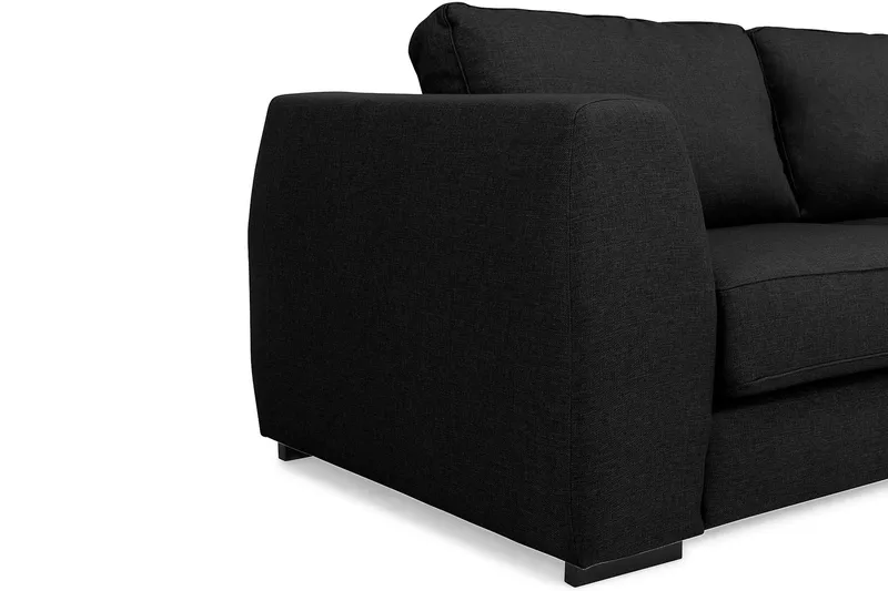 Optus 4-personers Højrevendt L-formet Chaiselongsofa i Stof - Sort - Møbler - Sofaer - Sofa med chaiselong - 3 personers sofa med chaiselong