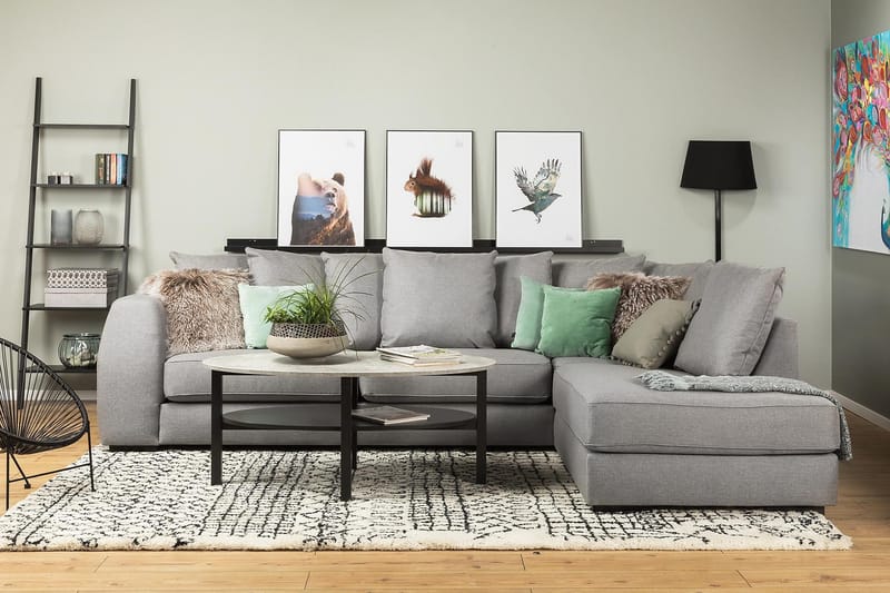 Optus 4-personers Højrevendt L-formet Chaiselongsofa i Stof inkl. Kuvertpuder - Lysegrå - Møbler - Sofaer - Sofa med chaiselong - 3 personers sofa med chaiselong