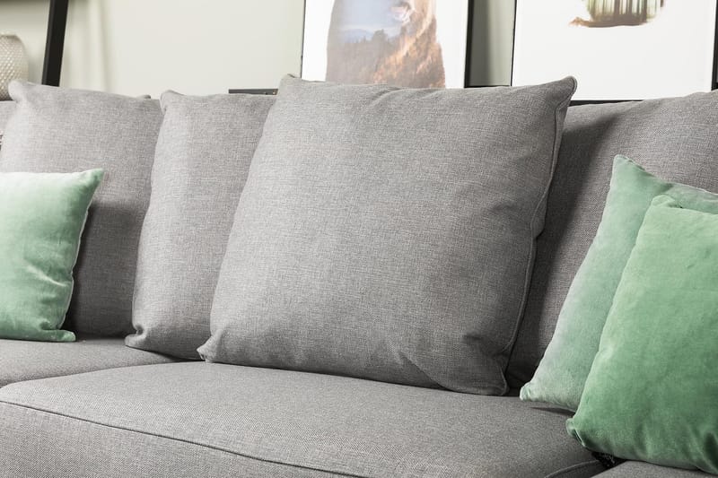 Optus 4-personers Højrevendt L-formet Chaiselongsofa i Stof inkl. Kuvertpuder - Lysegrå - Møbler - Sofaer - Sofa med chaiselong - 3 personers sofa med chaiselong