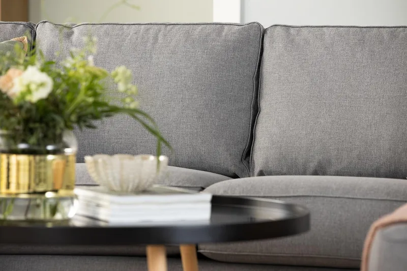 Optus 4-personers Højrevendt L-formet Chaiselongsofa i Stof - Lysegrå - Møbler - Sofaer - Sofa med chaiselong - 3 personers sofa med chaiselong