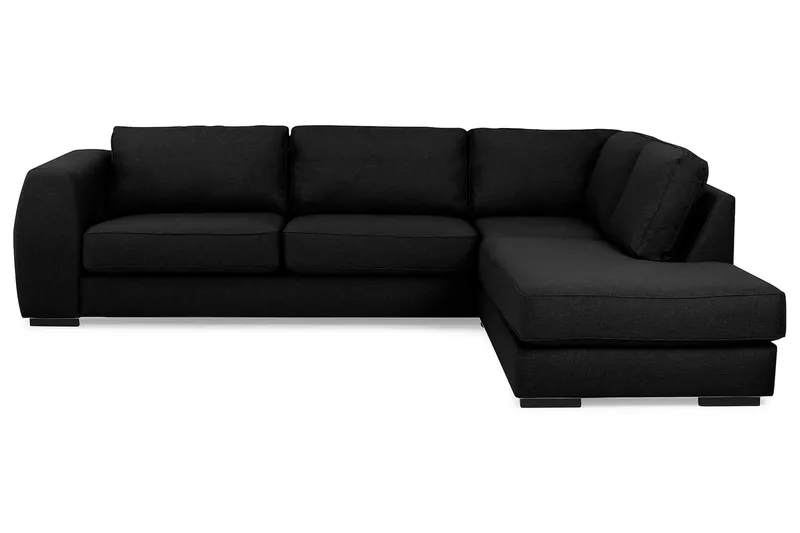 Optus 4-personers Højrevendt L-formet Chaiselongsofa i Stof - Sort - Møbler - Sofaer - Sofa med chaiselong - 3 personers sofa med chaiselong