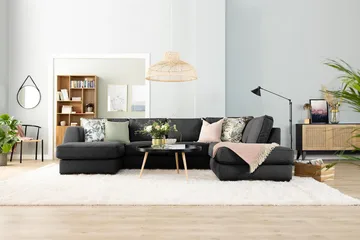 Optus 4-personers Venstrevendt L-formet Chaiselongsofa i Stof - Mørkegrå - Møbler - Sofaer - Sofa med chaiselong