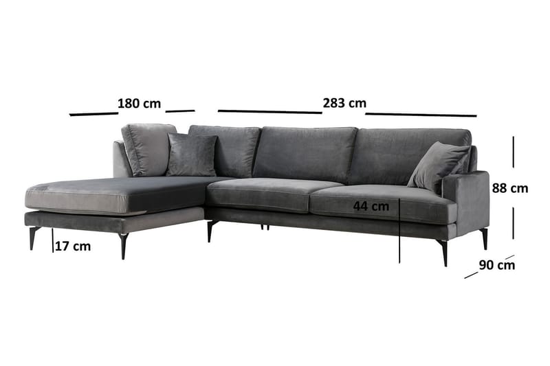 Ostberg Hjørnesofa med Chaiselong Venstre - Sort - Møbler - Sofaer - Sofa med chaiselong