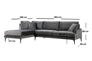 Ostberg Hjørnesofa med Chaiselong Venstre - Sort - Møbler - Sofaer - Sofa med chaiselong
