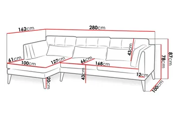 Pacyfic sofa med diva 280x162x100 cm - Møbler - Sofaer - Sofa med chaiselong