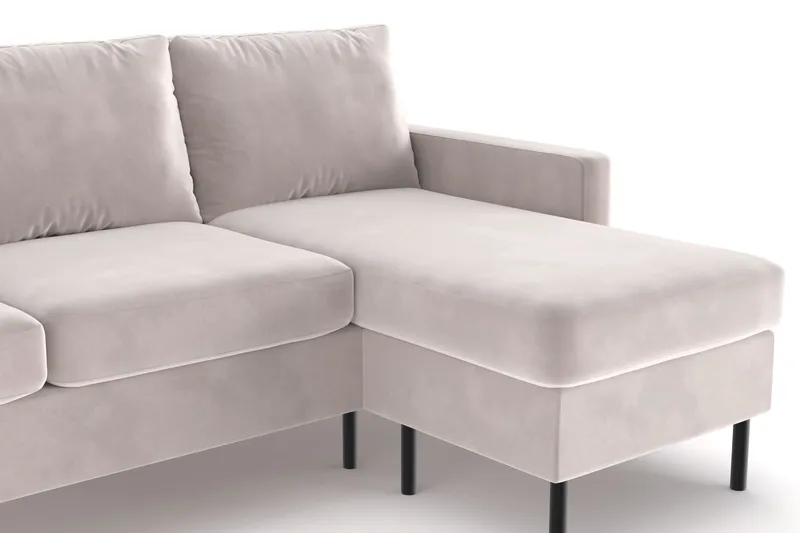 Peppe 3-personers Vendbar L-formet Divansofa i Manchester - Beige - Møbler - Sofaer - Sofa med chaiselong