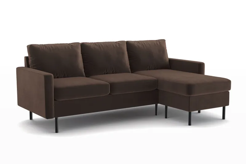 Peppe 3-personers Vendbar L-formet Divansofa i Manchester - Brun - Møbler - Sofaer - Sofa med chaiselong