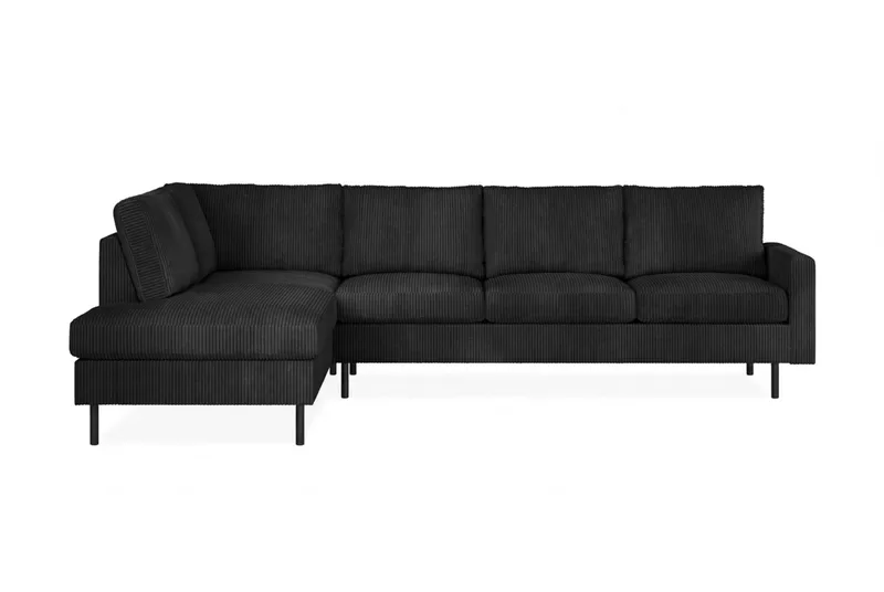 Peppe 3-personers Vendbar L-formet Divansofa i Manchester, Sort