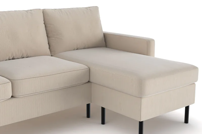 Peppe 3-personers Vendbar L-formet Divansofa i Manchester - Greige - Møbler - Sofaer - Sofa med chaiselong