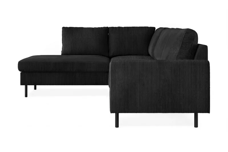 Peppe 3-personers Vendbar L-formet Divansofa i Manchester - Sort - Møbler - Sofaer - Sofa med chaiselong