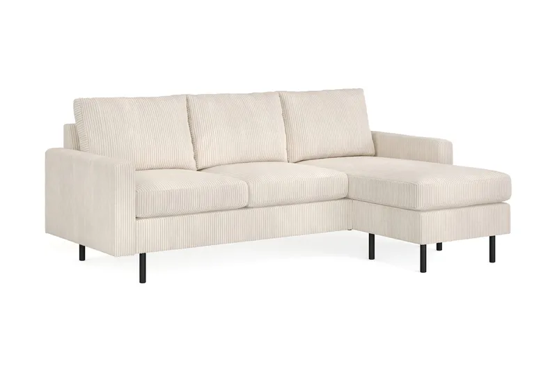 Peppe 3-personers Vendbar L-formet Divansofa i Manchester - Beige - Møbler - Sofaer - Sofa med chaiselong