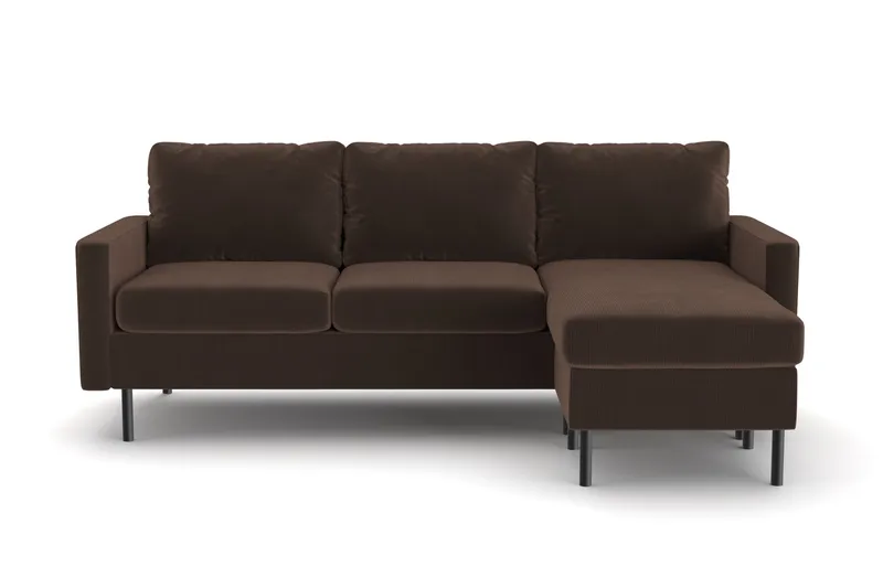 Peppe 3-personers Vendbar L-formet Divansofa i Manchester - Brun - Møbler - Sofaer - Sofa med chaiselong