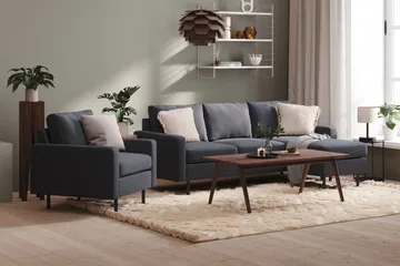 Peppe 3-personers Vendbar L-formet Divansofa i Stof - Mørkegrå - Møbler - Sofaer - Sofa med chaiselong