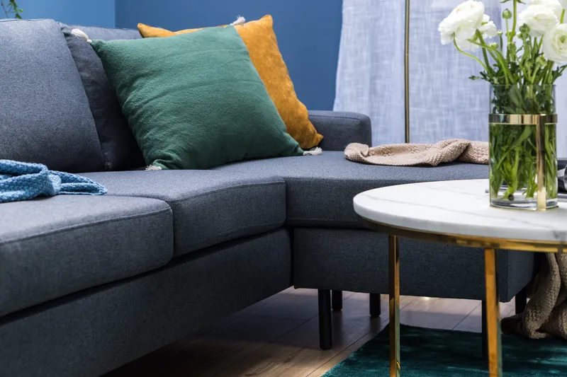 Peppe 3-personers Vendbar L-formet Divansofa i Stof - Mørkegrå - Møbler - Sofaer - Sofa med chaiselong