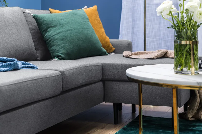 Peppe 3-personers Vendbar L-formet Divansofa i Stof - Lysegrå - Møbler - Sofaer - Sofa med chaiselong