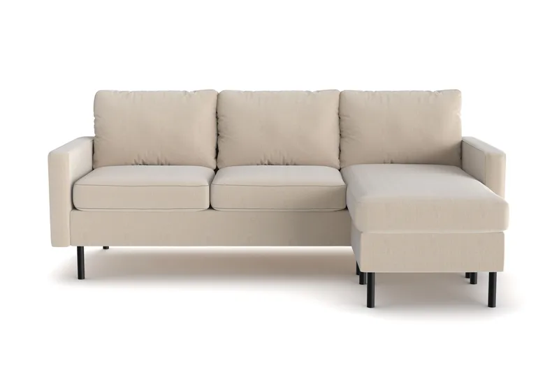 Peppe 3-personers Vendbar L-formet Divansofa i Manchester - Greige - Møbler - Sofaer - Sofa med chaiselong