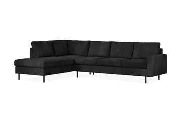 Peppe 3-personers Vendbar L-formet Divansofa i Manchester - Sort - Møbler - Sofaer - Sofa med chaiselong