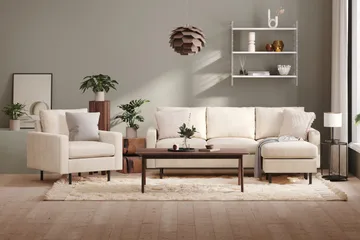 Peppe 3-personers Vendbar L-formet Divansofa i Manchester - Beige - Møbler - Sofaer - Sofa med chaiselong