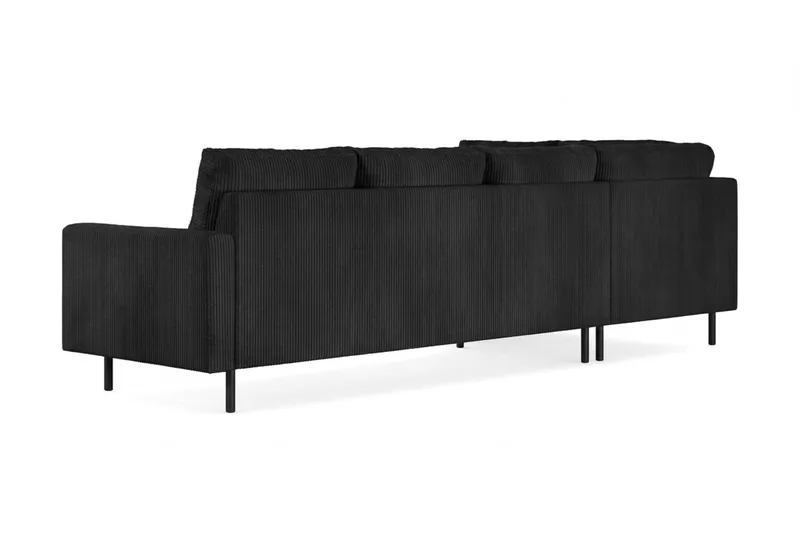 Peppe 3-personers Vendbar L-formet Divansofa i Manchester - Sort - Møbler - Sofaer - Sofa med chaiselong